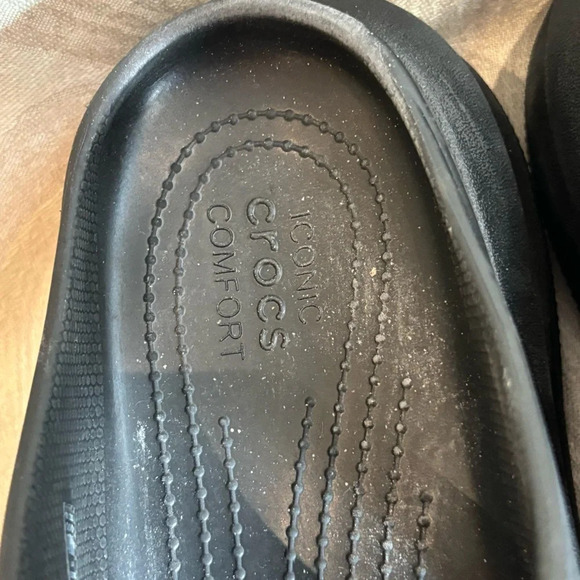 CROCS Sz 11 Classic Crush Iconic  Comfort Chunky Wedge 2 Straps Slip On Slides - Picture 5 of 13